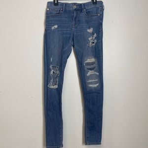 Express Blue Jeans Mid Rise Distressed Size 4